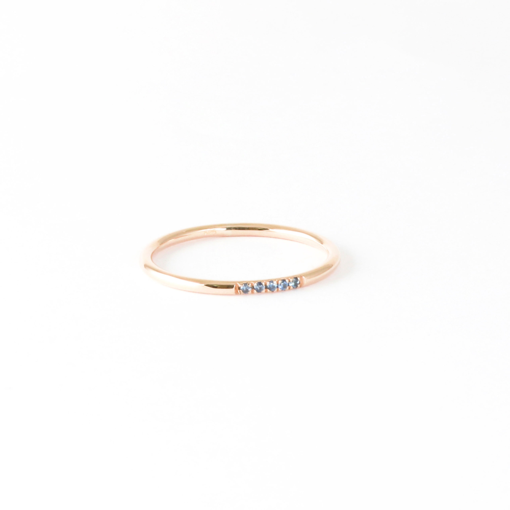 Rose Gold Ring with 5 Blue Sapphires