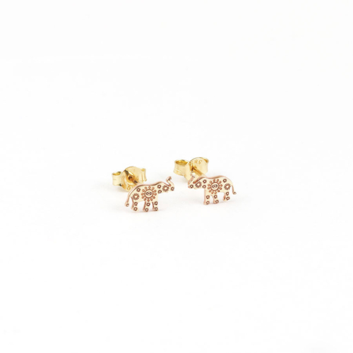 Yellow Gold Elephant Earrings