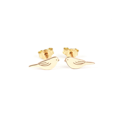 Yellow Gold Bird Earrings