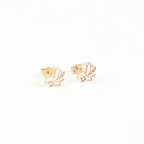 Yellow Gold Lotus Earrings