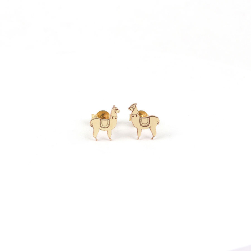 Yellow Gold Llama Earrings