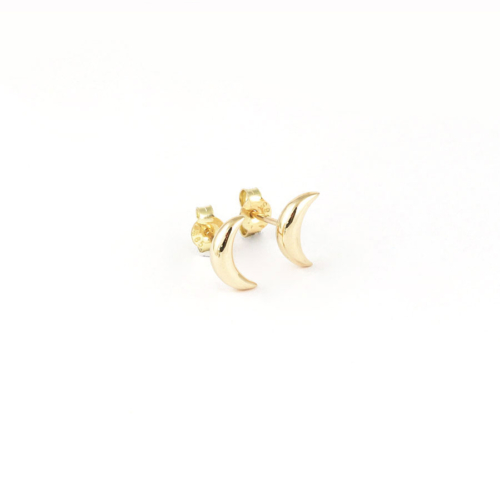 Yellow Gold Moon Earrings