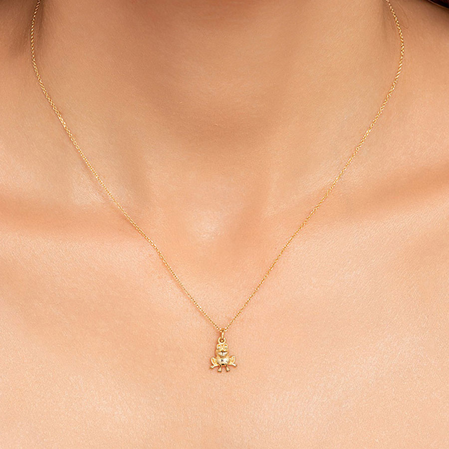 10K Yellow Gold Textured Sitting Frog Charm Necklace Pendant Animal  Amphibian Reptile: 31941000626245