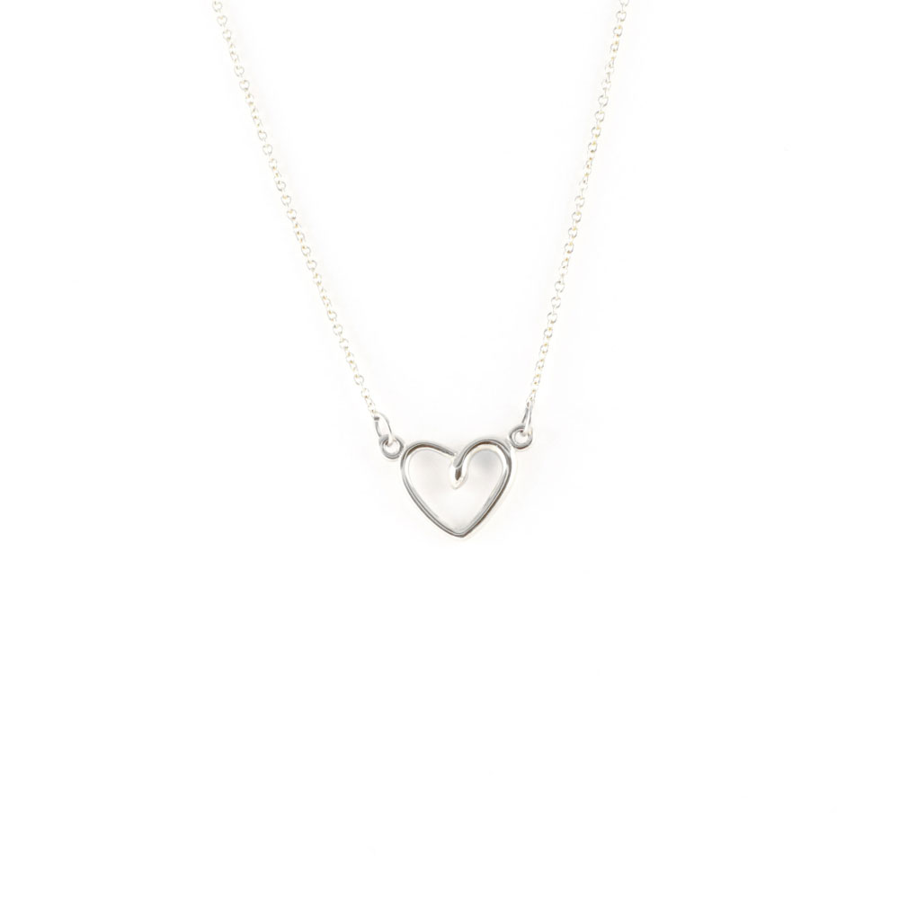 White Gold Heart Snake Necklace