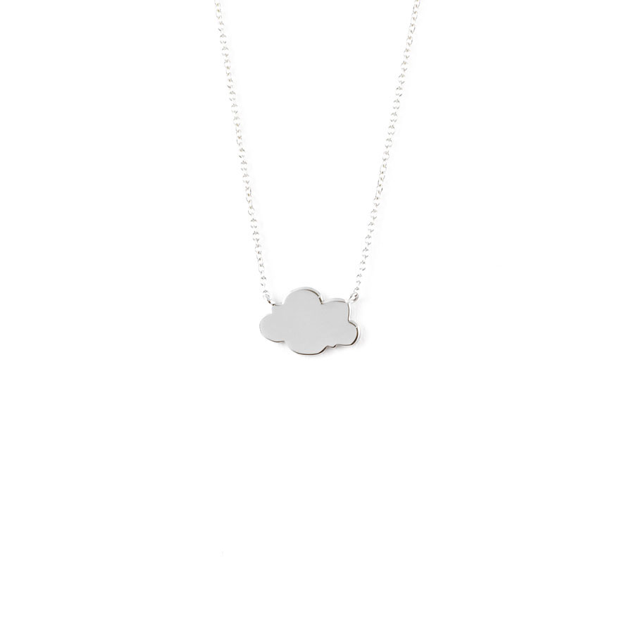 Solid Gold Cloud Necklace 18K White with 16in Chain