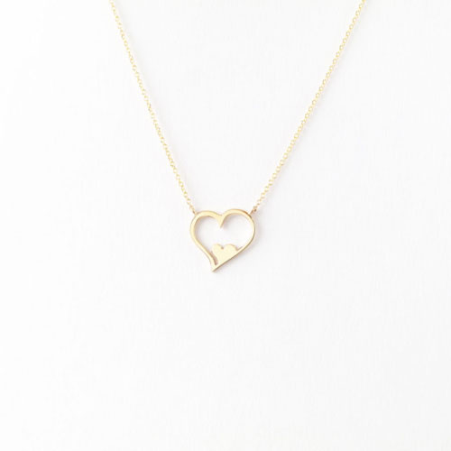 Yellow Gold Double Heart Necklace