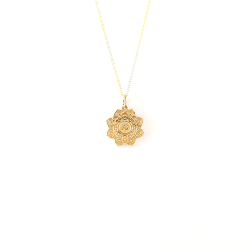 Yellow Gold Disc Pendant with Om