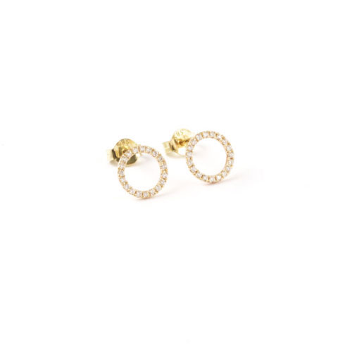 Yellow Gold Diamond Circle Earrings