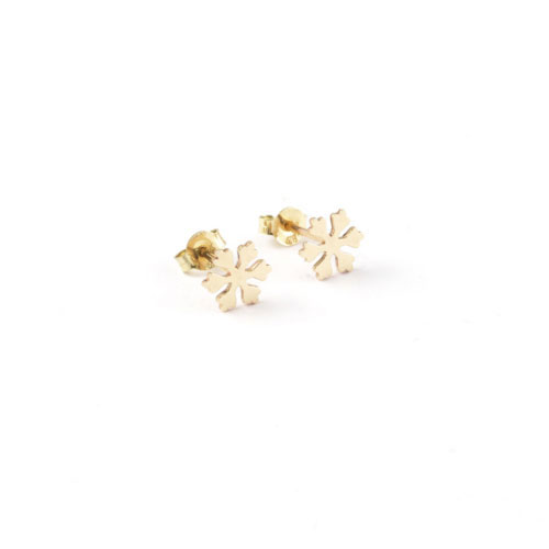 Yellow Gold Snowflake Earrings