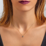 Gold Blue Topaz Necklace