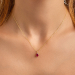 Gold Red Tourmaline Drop Necklace