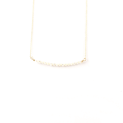 Yellow Gold Pearl Row Necklace