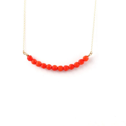 Yellow Gold Coral Row Necklace