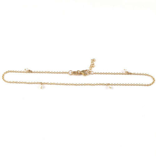 Yellow Gold Pearl Anklet