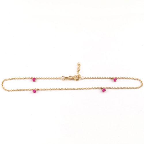 Yellow Gold Ruby Anklet