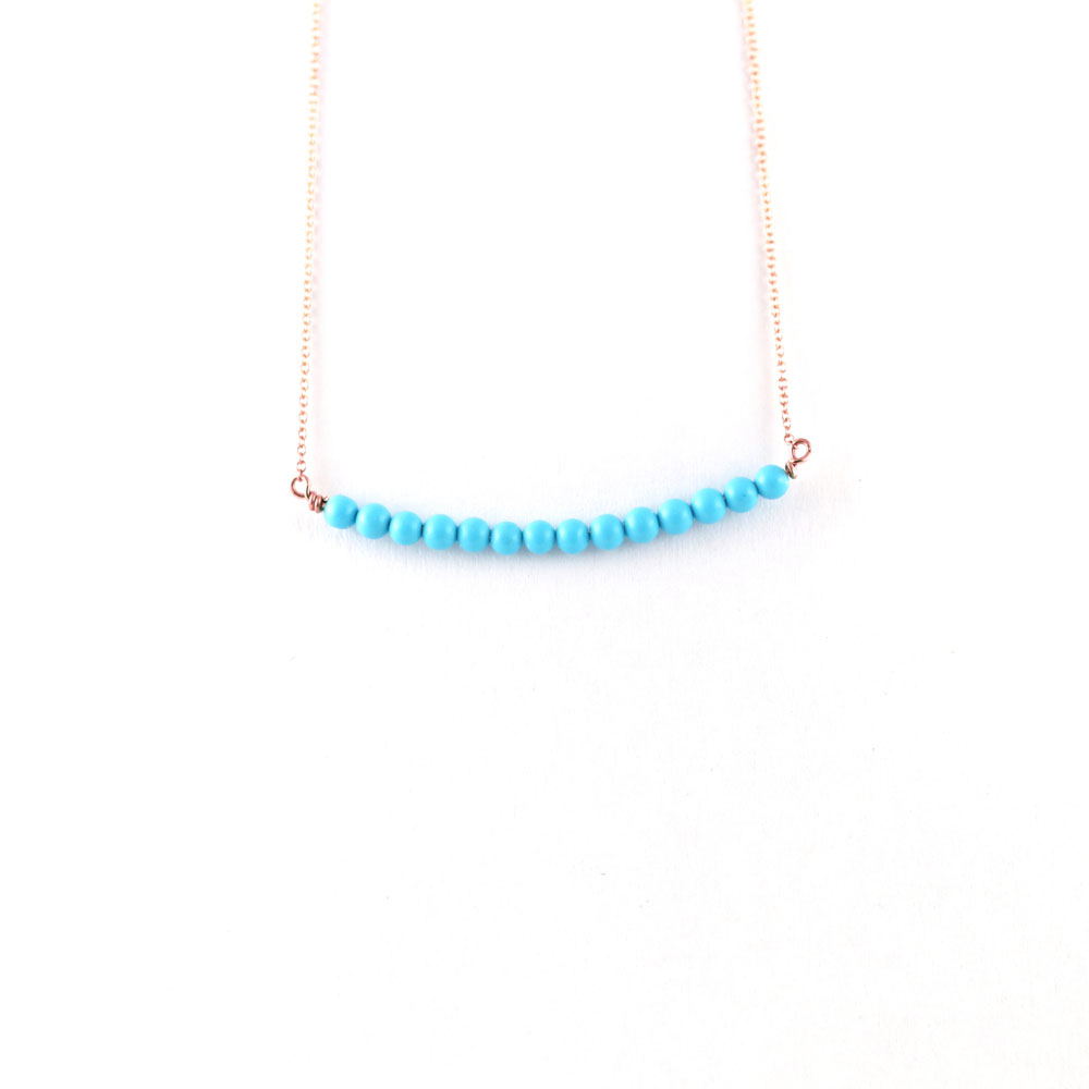 Rose Gold Turquoise Row Necklace