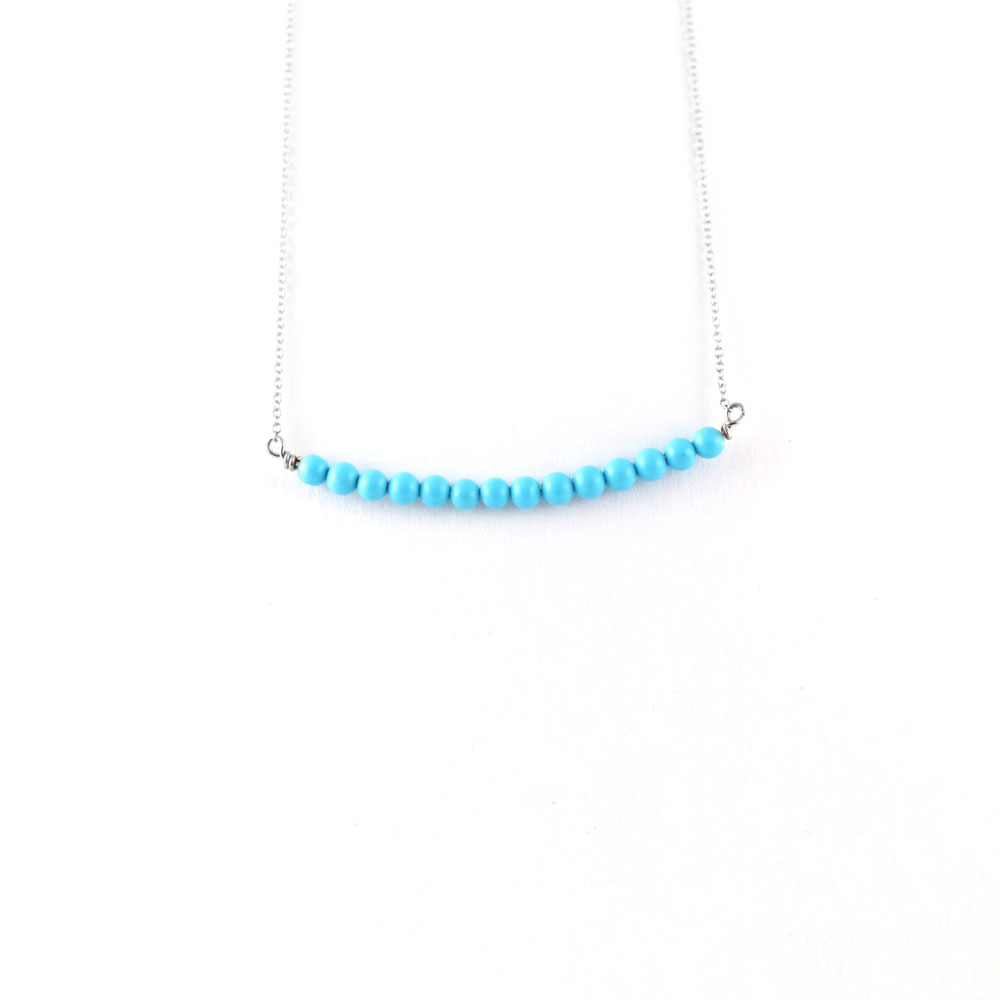 White Gold Turquoise Row Necklace