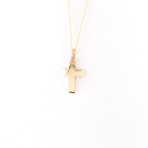 Yellow Gold Curved Cross Pendant