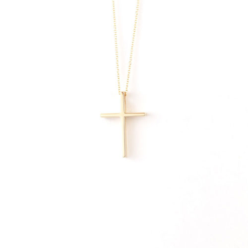 Yellow Gold Thin Cross Pendant in Solid Gold