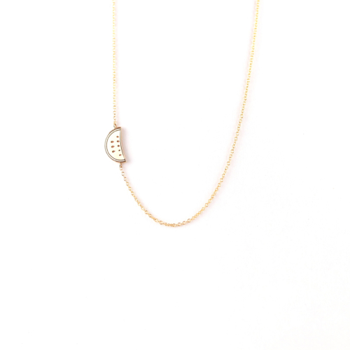 Yellow Gold Watermelon Sideways Necklace