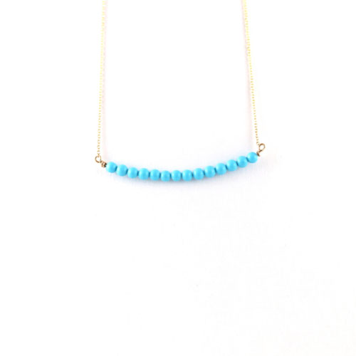 Yellow Gold Turquoise Row Necklace