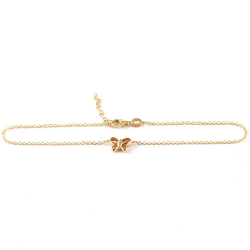 Yellow Gold Butterfly Anklet