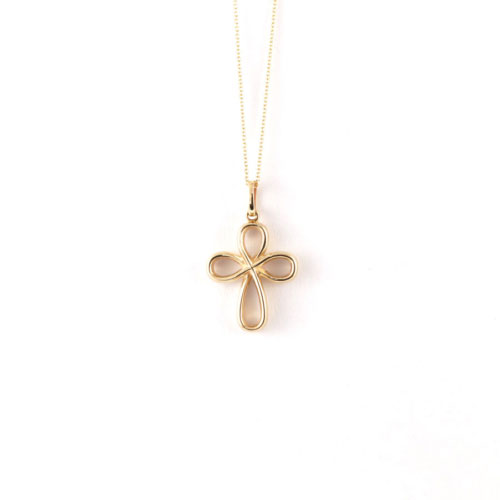 Yellow Gold Outlined Cross Pendant