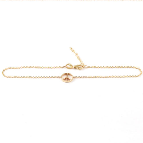 Yellow Gold Peace Symbol Anklet