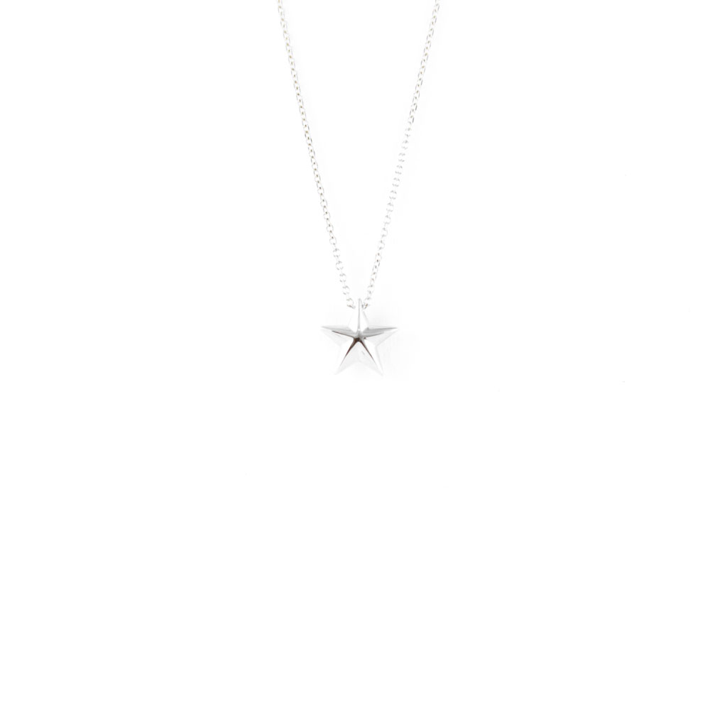 White Gold Celestial Star Necklace in Solid Gold