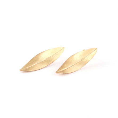 Yellow Gold Olive Leaf Earrings