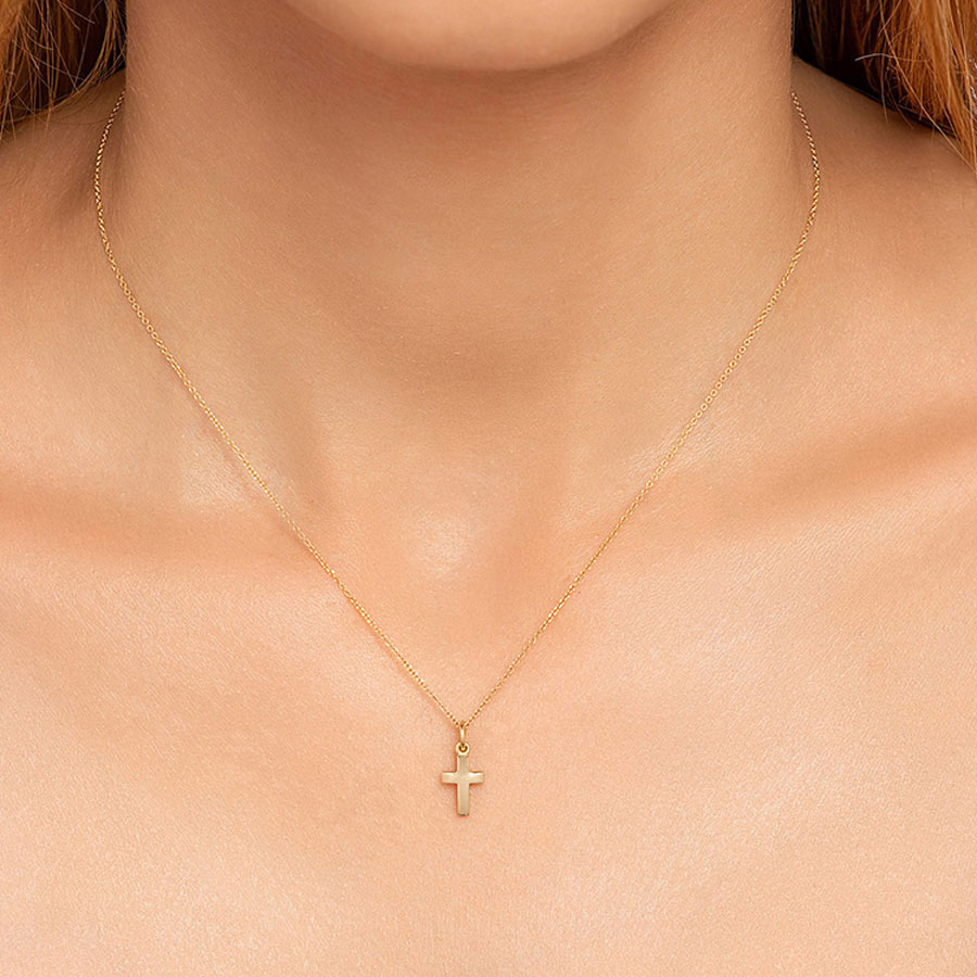 Gelin Tiny Cross Necklace in 14K Gold – Gelin Diamond