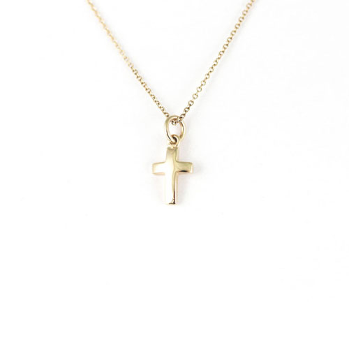 Yellow Gold Small Curved Cross Pendant