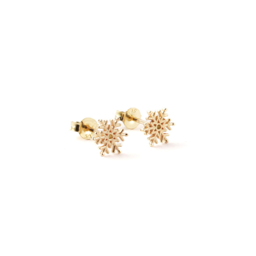Gold Rose Frozen Snowflake Earrings