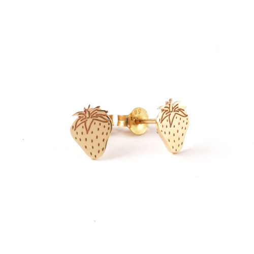 Yellow Gold Strawberry Earrings