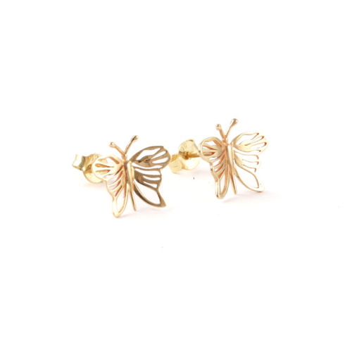 Yellow Gold Flying Butterfly Earrings