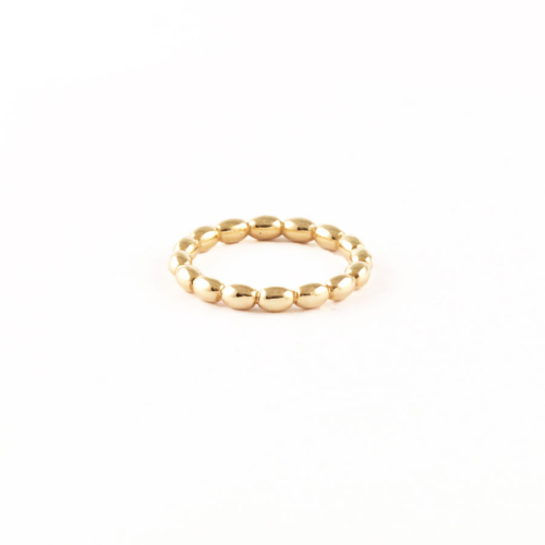 Yellow Gold Oval Beaded Ring